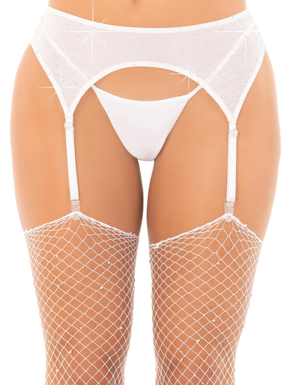leg Avenue - Roxy Rhinestone Garter Belt - WHITE